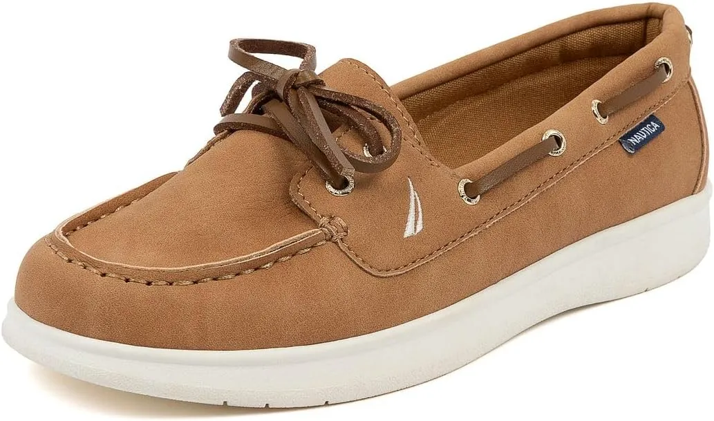 Nautica Women's Casual Boat Shoes, Moc-Toe Loafers with Cushioned Insole, Deck Fashion Sneaker