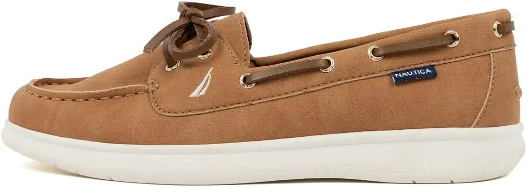 Nautica Women's Casual Boat Shoes, Moc-Toe Loafers with Cushioned Insole, Deck Fashion Sneaker