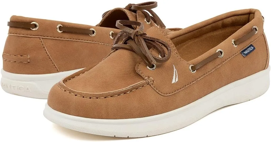 Nautica Women's Casual Boat Shoes, Moc-Toe Loafers with Cushioned Insole, Deck Fashion Sneaker