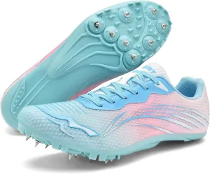 New Upgrade Track and Field Shoes for Men Women Girls Boys 8 Spikes Sneakers Outdoor Professional Running Nail Spikes Shoes Sprint Racing Running Jumping Shoes Boys Grils