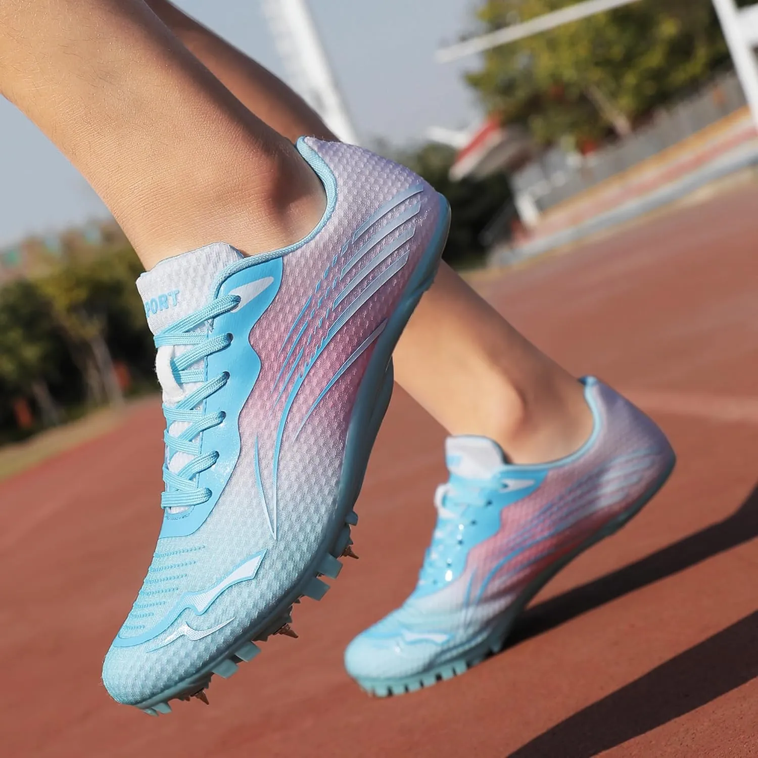 New Upgrade Track and Field Shoes for Men Women Girls Boys 8 Spikes Sneakers Outdoor Professional Running Nail Spikes Shoes Sprint Racing Running Jumping Shoes Boys Grils