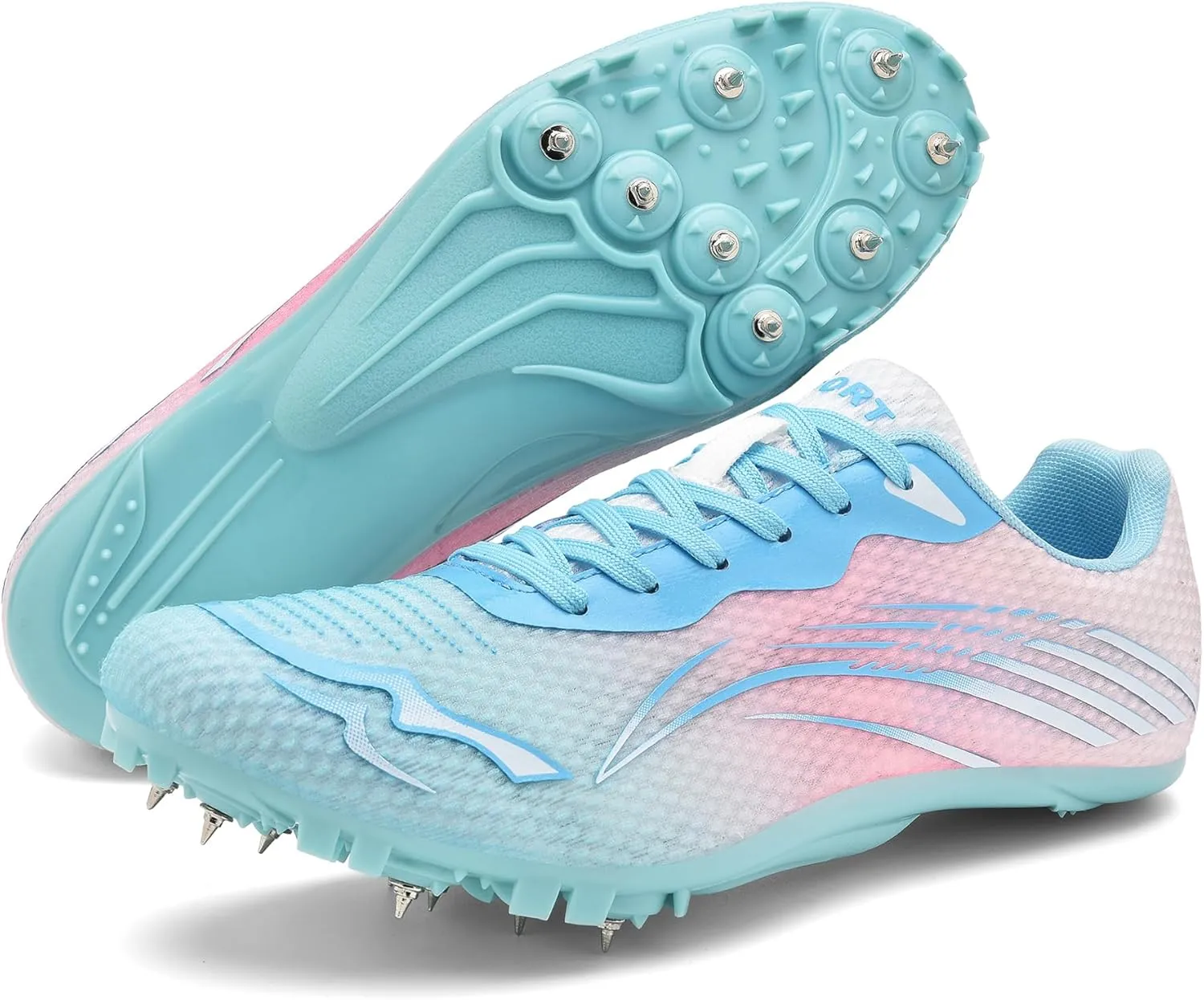 New Upgrade Track and Field Shoes for Men Women Girls Boys 8 Spikes Sneakers Outdoor Professional Running Nail Spikes Shoes Sprint Racing Running Jumping Shoes Boys Grils