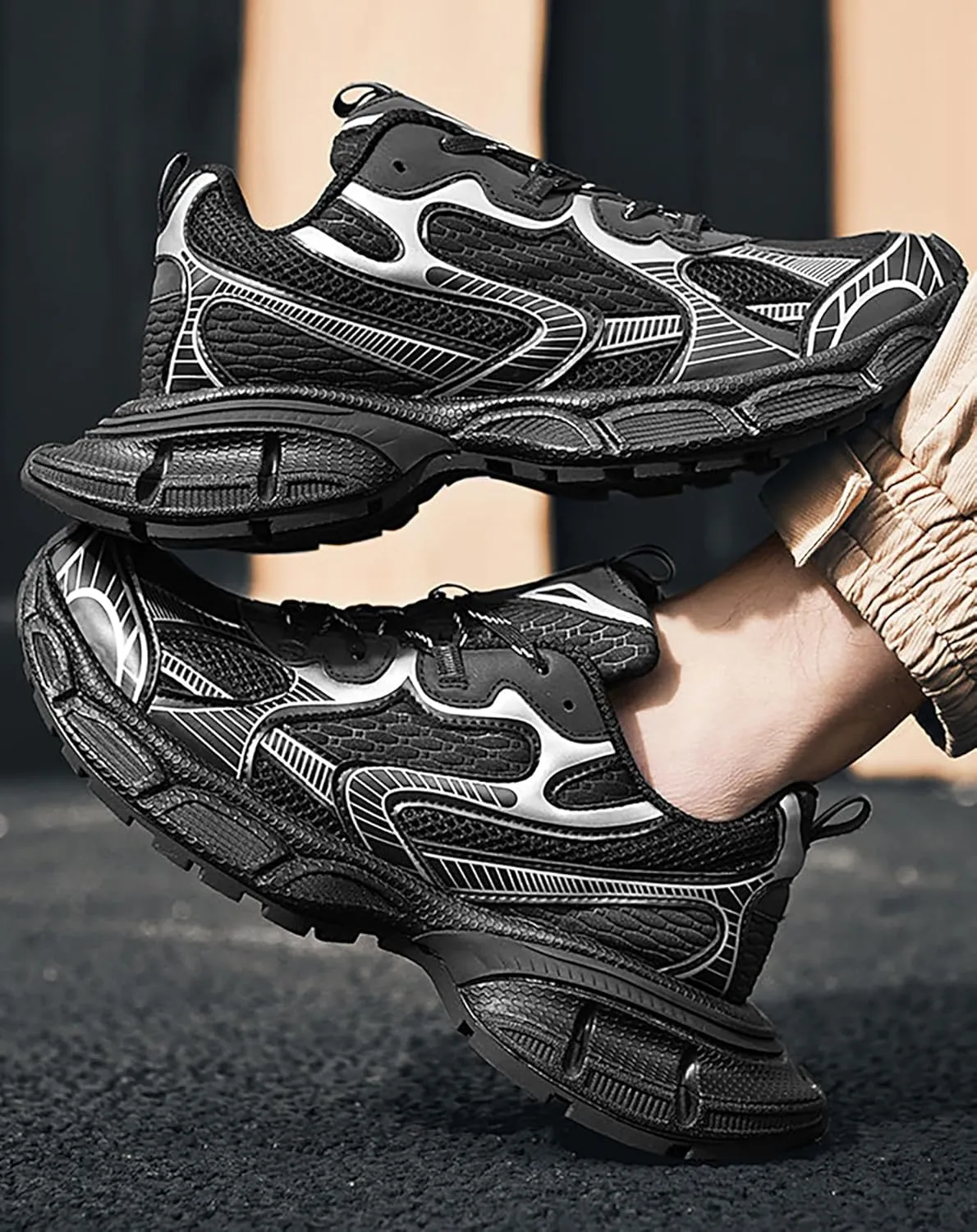 Niepce Inc Streetwear Mid Top Fashion Chunky Sneakers for Men