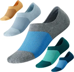 No-Show-Socks with Cushioned&Non-Slip Heel Grip for Men, Athletic Running Socks with Mesh 5 Pairs Size 7-12