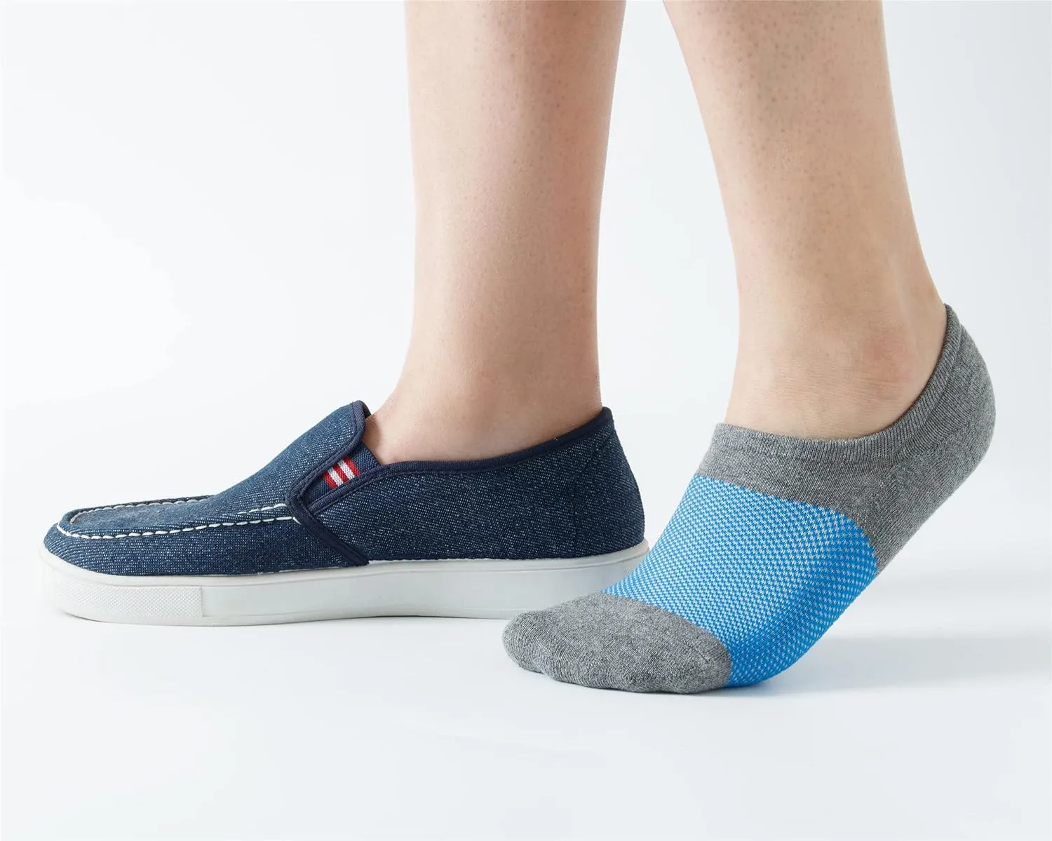 No-Show-Socks with Cushioned&Non-Slip Heel Grip for Men, Athletic Running Socks with Mesh 5 Pairs Size 7-12
