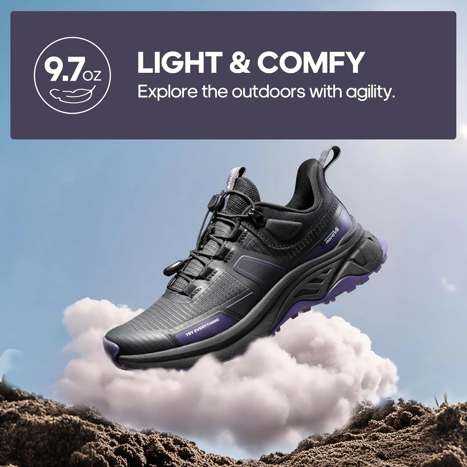 NORTIV 8 Women's Lightweight Hiking Shoes Quick Laces Outdoor Fashion Sneakers