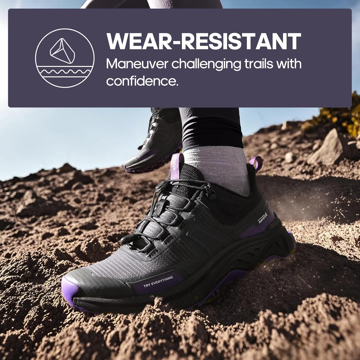 NORTIV 8 Women's Lightweight Hiking Shoes Quick Laces Outdoor Fashion Sneakers