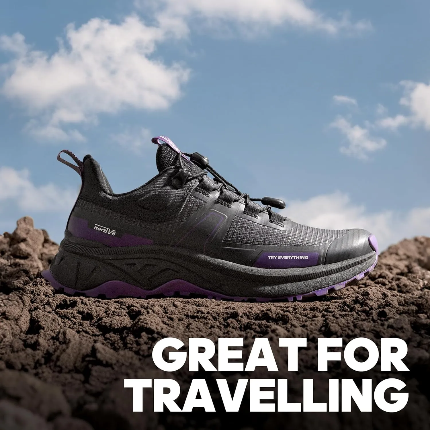NORTIV 8 Women's Lightweight Hiking Shoes Quick Laces Outdoor Fashion Sneakers