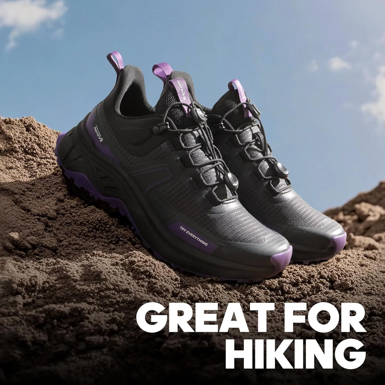 NORTIV 8 Women's Lightweight Hiking Shoes Quick Laces Outdoor Fashion Sneakers