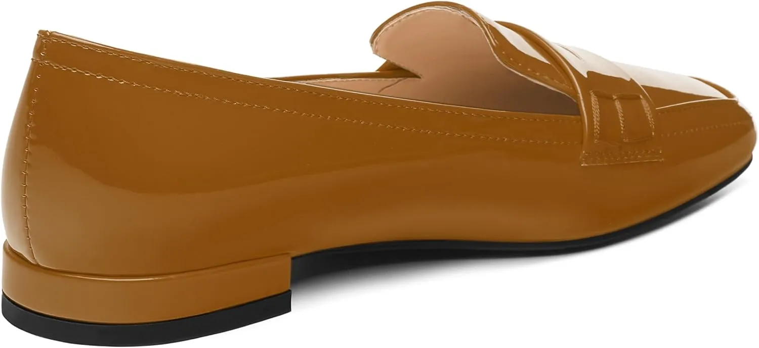 NUMALEO Women's Loafers Penny Loafers Fashion Comfortable Slip On Flats for Women Low Heel Chunky Pumps Patent Heels Work Office Dressy Shoes