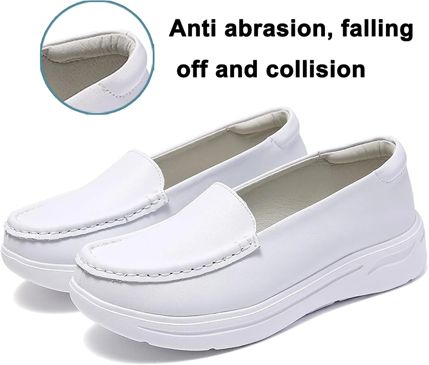 Nurse Shoes Women Nursing Work Healthcare Slip Resistant Breathable Restaurant Food Service Lightweight Leather Loafers