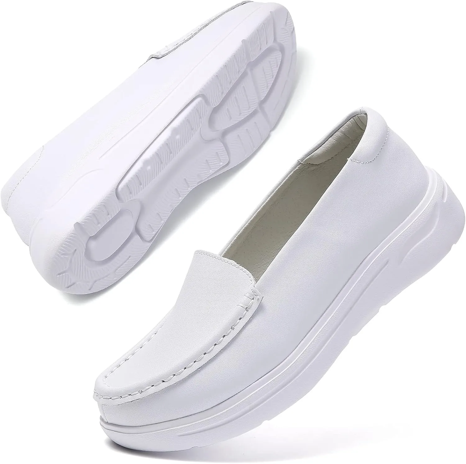 Nurse Shoes Women Nursing Work Healthcare Slip Resistant Breathable Restaurant Food Service Lightweight Leather Loafers