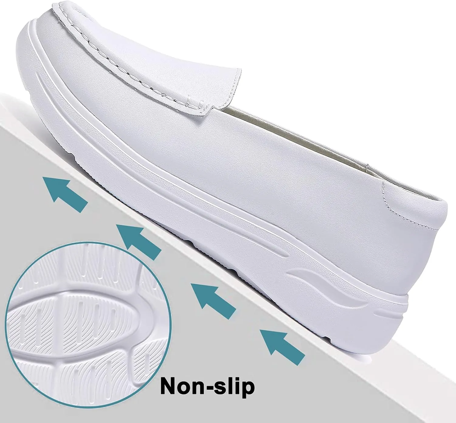 Nurse Shoes Women Nursing Work Healthcare Slip Resistant Breathable Restaurant Food Service Lightweight Leather Loafers