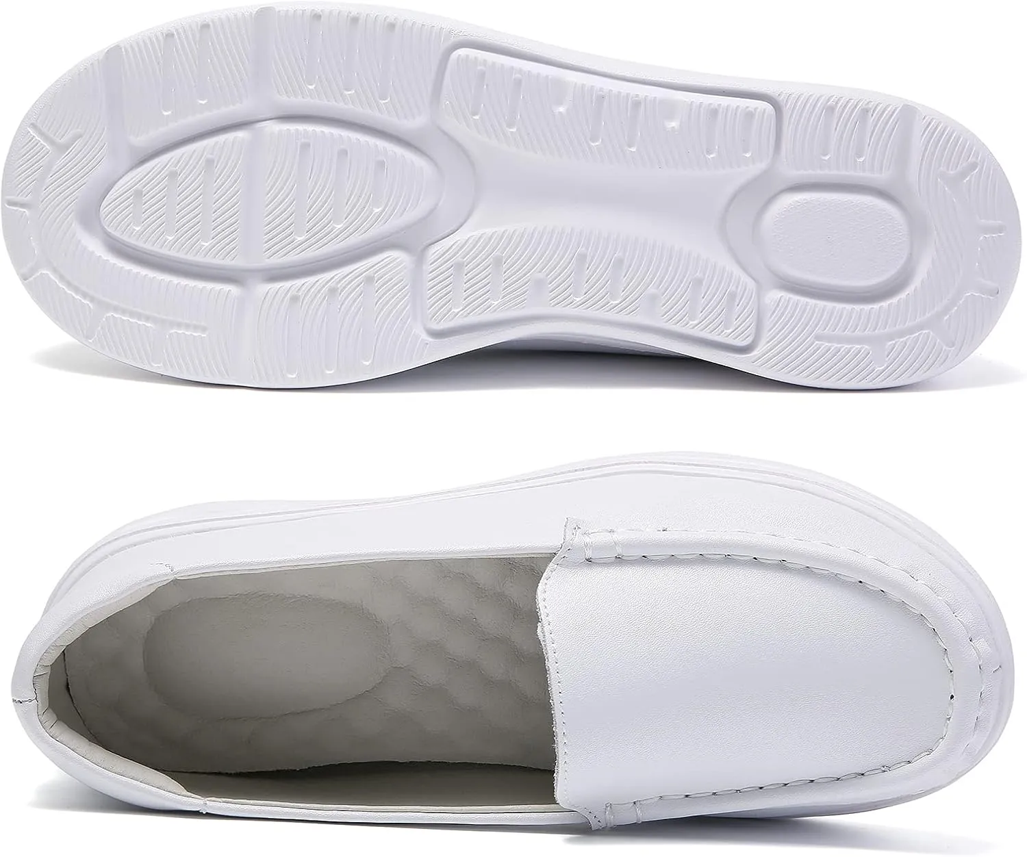 Nurse Shoes Women Nursing Work Healthcare Slip Resistant Breathable Restaurant Food Service Lightweight Leather Loafers