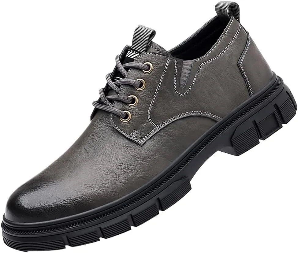 Office Loafers Slip Resistant Low Top Platform Oxfords Round Toe Comfortable Business Formal Shoes Modern Lace up Leather