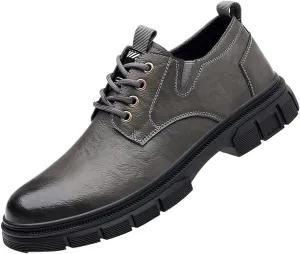 Office Loafers Slip Resistant Low Top Platform Oxfords Round Toe Comfortable Business Formal Shoes Modern Lace up Leather