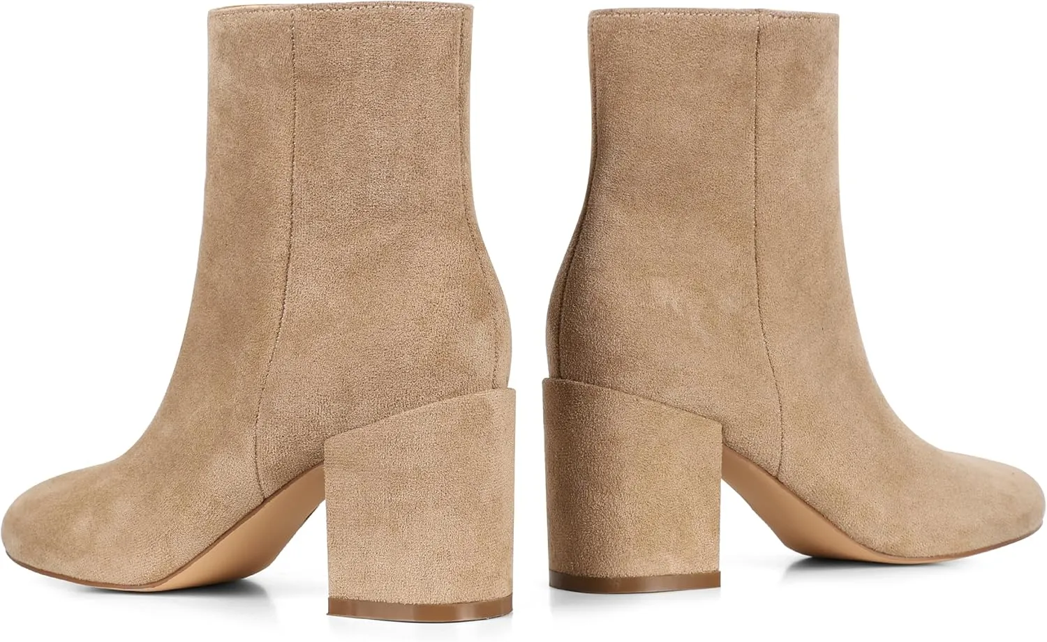 Oiamenne Ankle Boots for Women Round Toe Chunky Heel Ankle Booties Side Zipper Short Boots