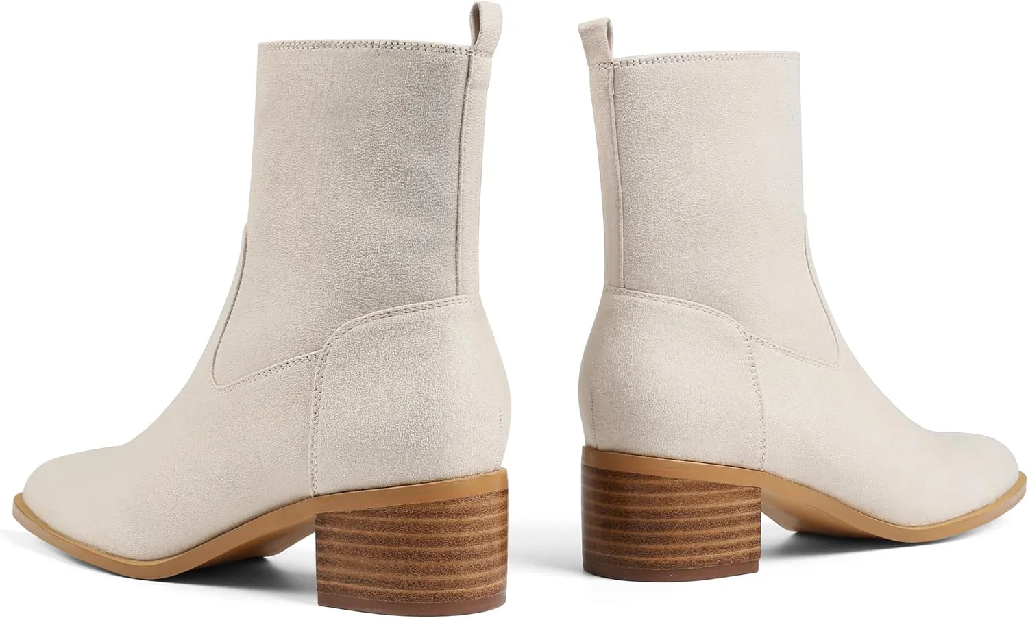 Oiamenne Women's Ankle Boots Pointed Toe Low Chunky Heel Ankle Booties Side Zipper Short Boots