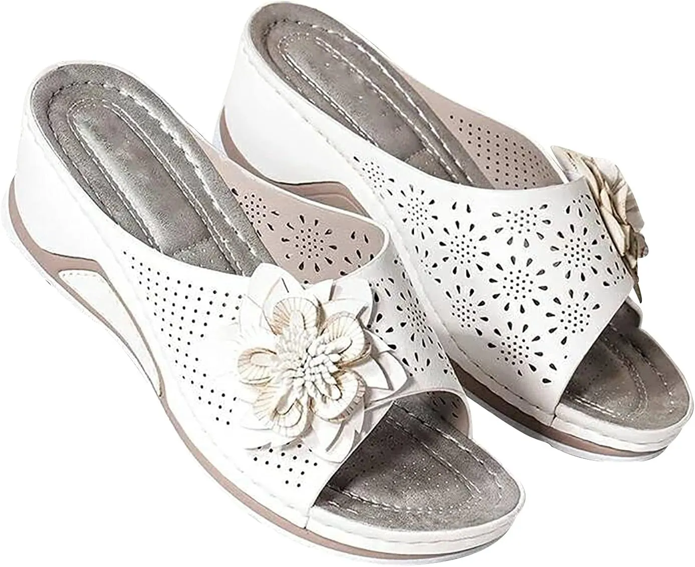 oiangi Women's Sandals Open Toe Hollow Out Wedge Sandals Casual Summer Slip-On Slippers Platform Sandals for Women