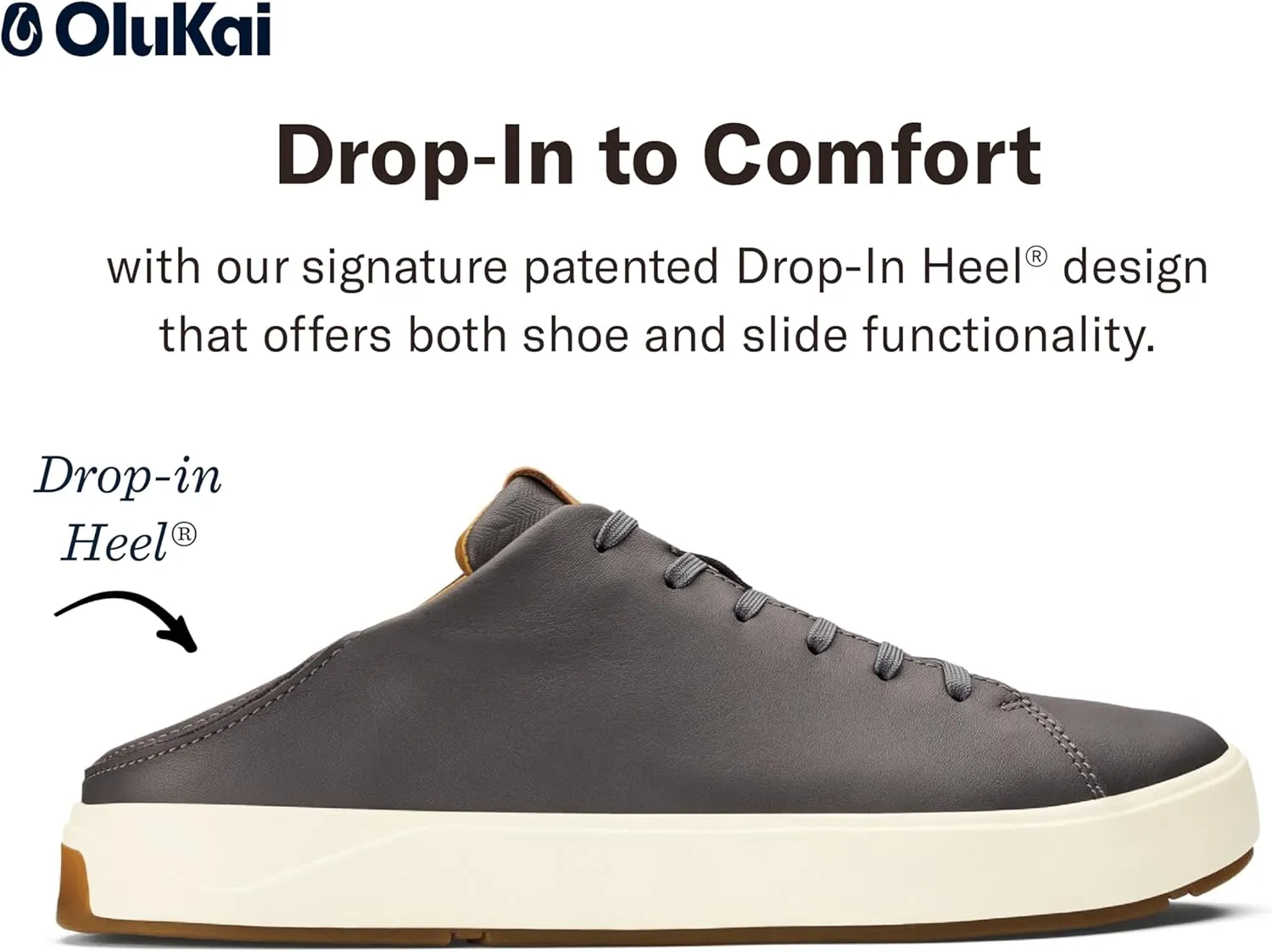 OLUKAI Lae'ahi Li 'ILI Men's Waterproof Leather Sneaker, Versatile & Casual Everyday Shoe, All-Day Comfort & Support, Enhanced Grip & Traction