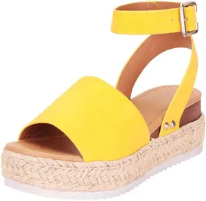 Open Toe Sandals for Women Platform Wedges Slides Bohemia Sandals Comfortable Breathable Backless Walking Slipper Summer Dressy Slippers with Adjustable Ankle Strap Shoes