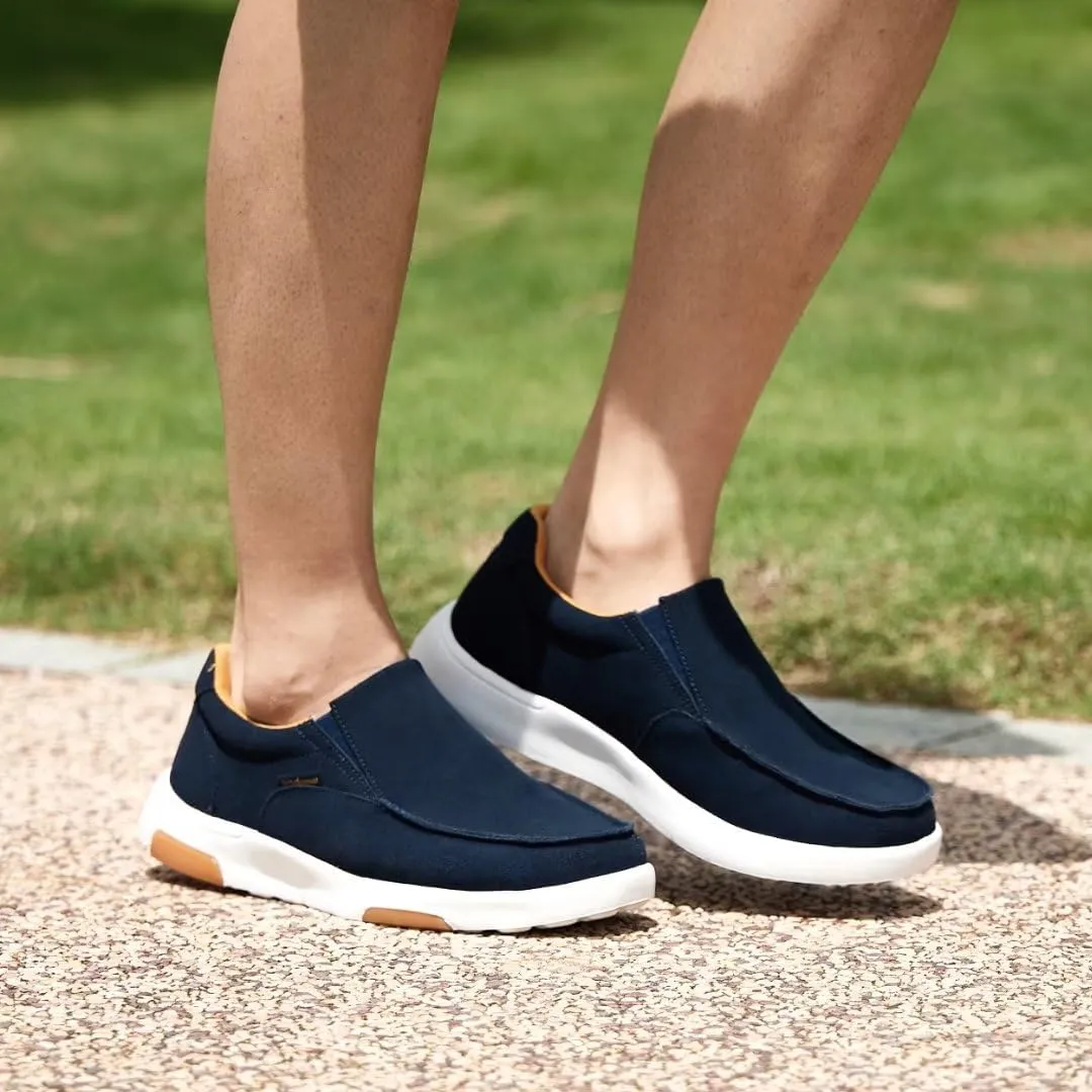 OrthoComfoot Men's Orthopedic Slip On Loafers Walking Shoes with Arch Support: Suede Leather Dress Slip-Ons Loafers for Plantar Fasciitis, Comfortable Non-Slip Shoes for Foot and Heel Pain Relief