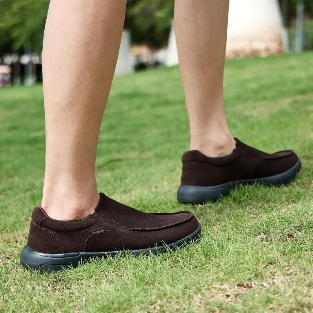 OrthoComfoot Men's Orthopedic Slip On Loafers Walking Shoes with Arch Support: Suede Leather Dress Slip-Ons Loafers for Plantar Fasciitis, Comfortable Non-Slip Shoes for Foot and Heel Pain Relief