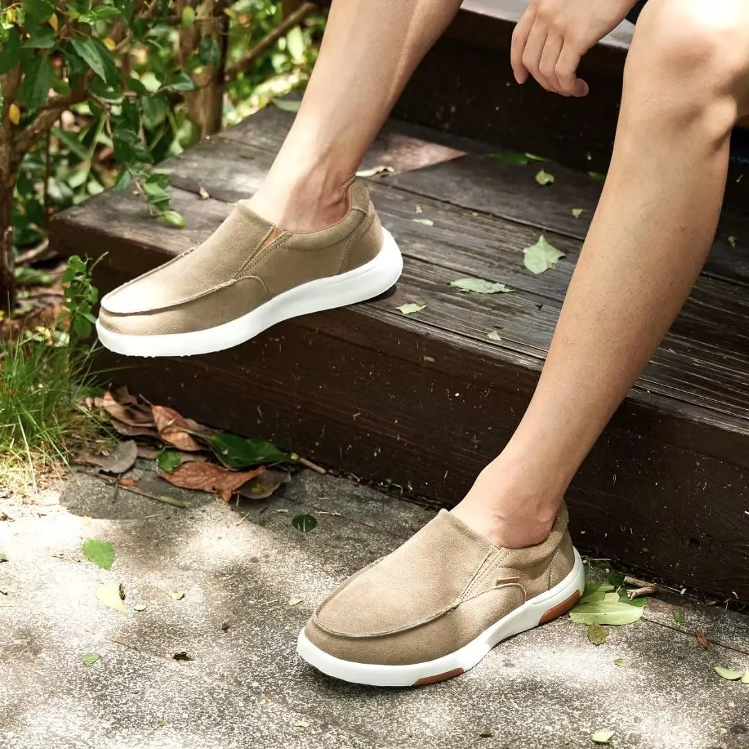OrthoComfoot Men's Orthopedic Slip On Loafers Walking Shoes with Arch Support: Suede Leather Dress Slip-Ons Loafers for Plantar Fasciitis, Comfortable Non-Slip Shoes for Foot and Heel Pain Relief