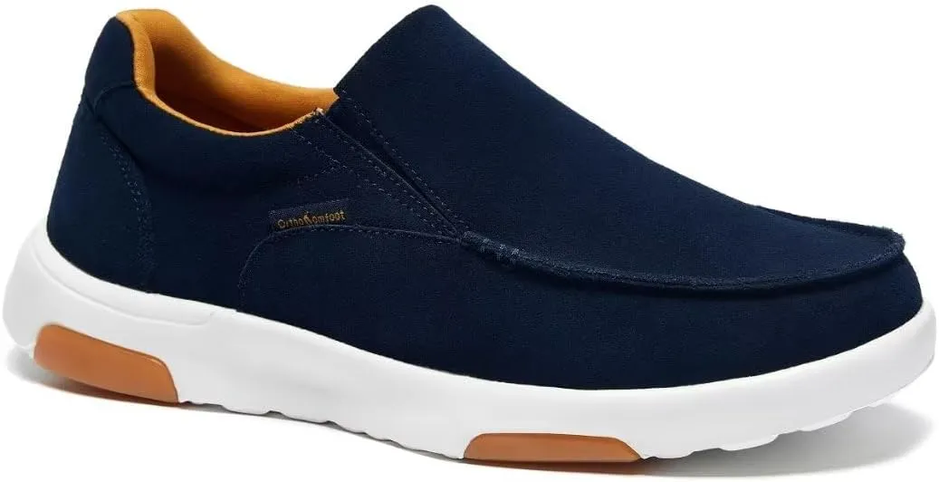 OrthoComfoot Men's Orthopedic Slip On Loafers Walking Shoes with Arch Support: Suede Leather Dress Slip-Ons Loafers for Plantar Fasciitis, Comfortable Non-Slip Shoes for Foot and Heel Pain Relief