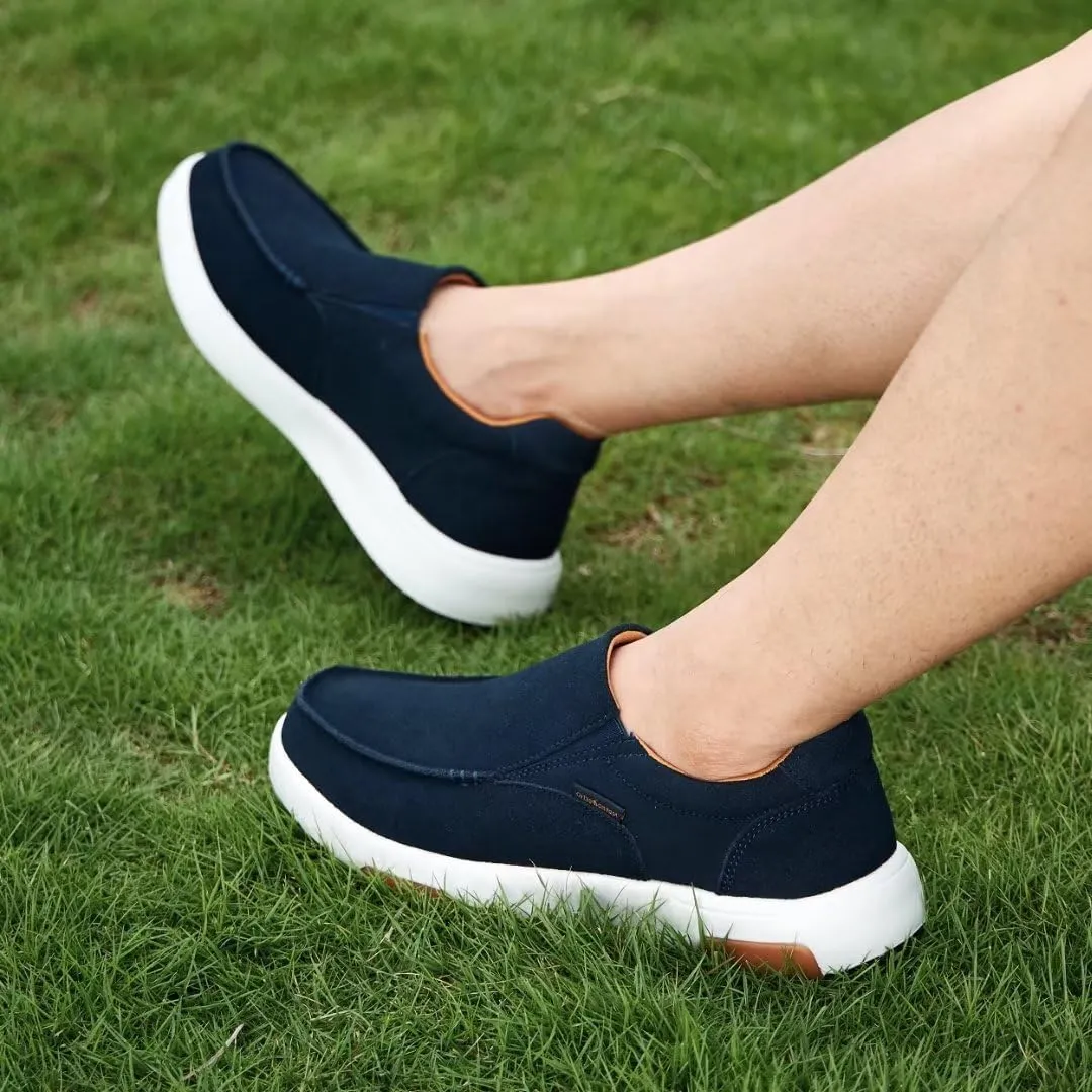 OrthoComfoot Men's Orthopedic Slip On Loafers Walking Shoes with Arch Support: Suede Leather Dress Slip-Ons Loafers for Plantar Fasciitis, Comfortable Non-Slip Shoes for Foot and Heel Pain Relief