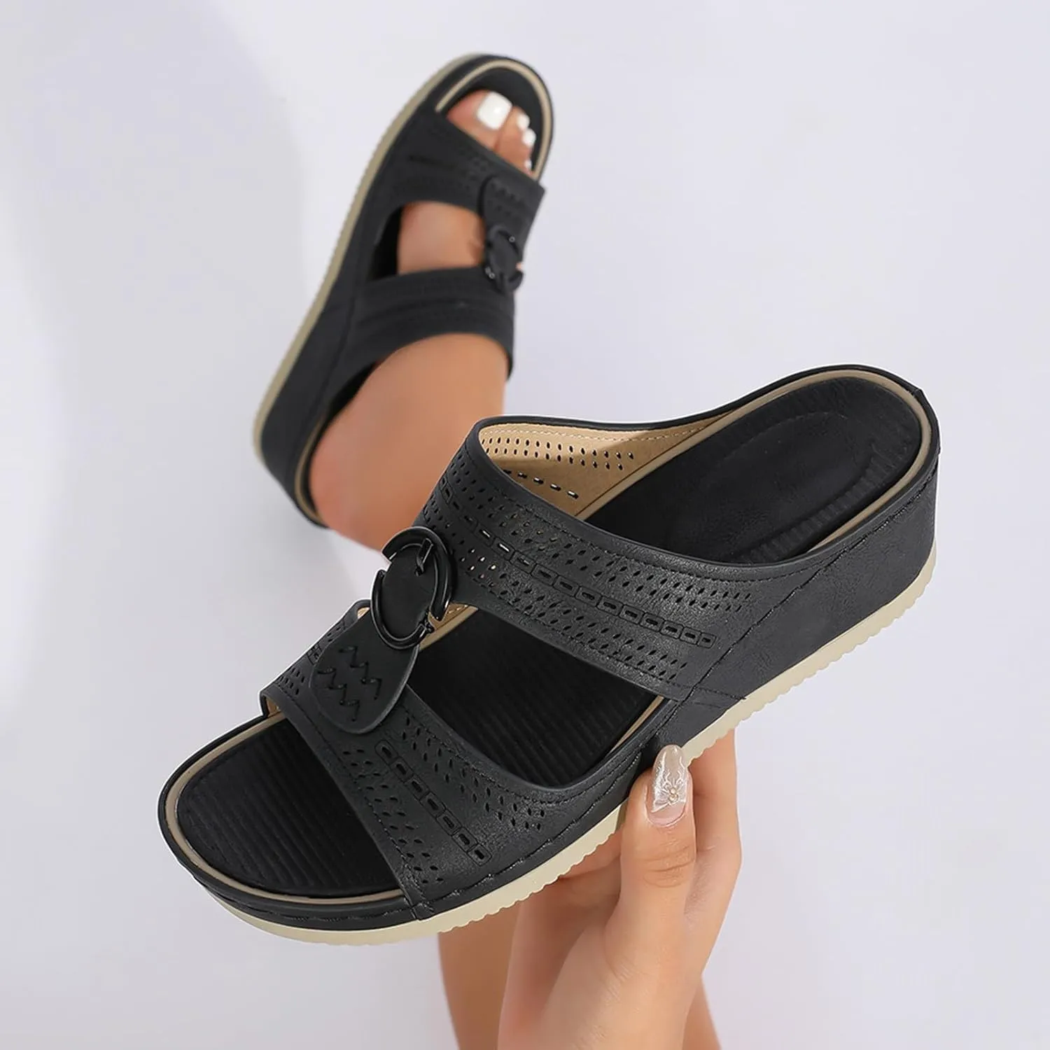 orthopaedic shoes, women's flip flops, elegant, open toe comfortable leisure mules, trendy summer outdoor beach sandals, slippers