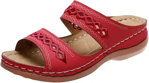 Orthopedic Sandals for Women 2025 Casual Vintage Flats Embroidered Slippers Slip on Sandals Summer Arch Support Slippers Walking Shoes