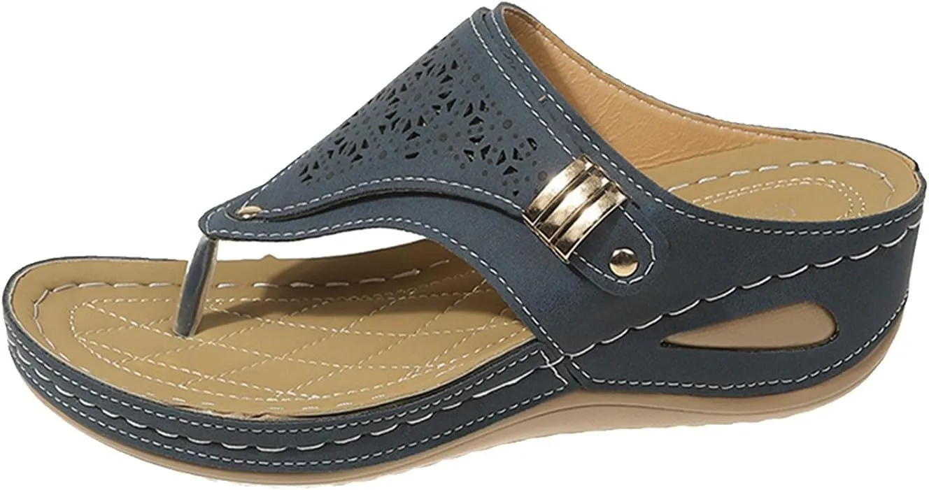 Orthopedic Sandals for Women - Arch Support Wedge Flip Flops, Summer 2025 Comfortable Dressy Casual Beach Slippers