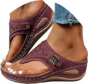 Orthopedic Sandals for Women - Arch Support Wedge Flip Flops, Summer 2025 Comfortable Dressy Casual Beach Slippers