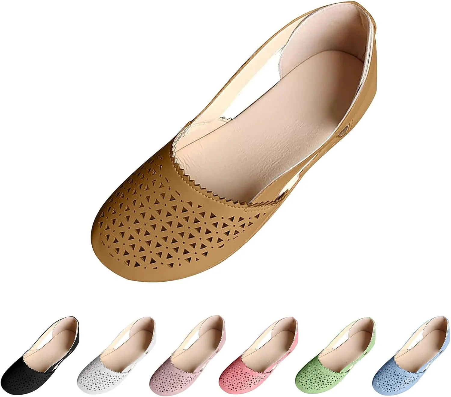 Orthopedic Sandals for Women Breathable Hollow Out Closed Toe Slip On Sandals Summer Casual Round Toe Low Heels Shoes Comfortable Non-Slip Walking Shoes Platform Sandal