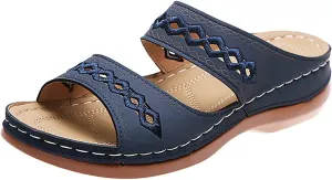 Orthopedic Sandals for Women Fashion Backless Walking Sandals Platform Wedge Sandal with Arch Support Open Toe Slip On Flip Flop Dressy Summer Flat Walking Slippers