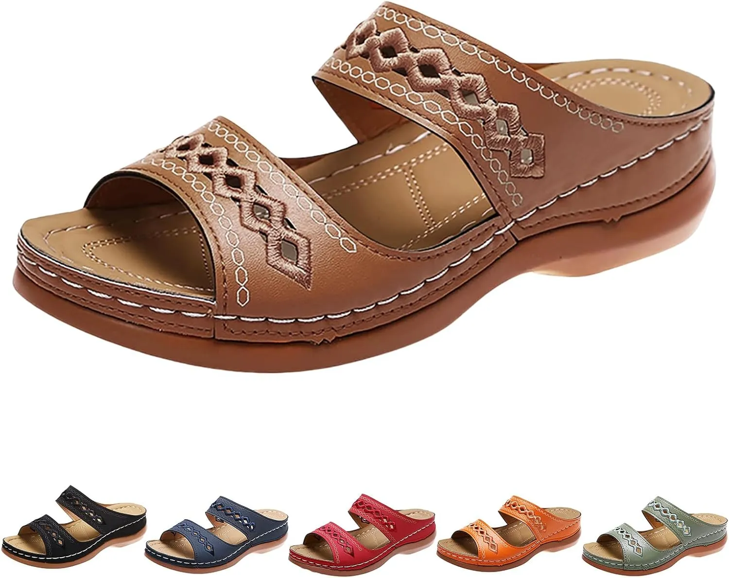 Orthopedic Sandals for Women Fashion Backless Walking Sandals Platform Wedge Sandal with Arch Support Open Toe Slip On Flip Flop Dressy Summer Flat Walking Slippers