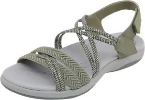 Orthopedic Sandals for Women with Arch Support 2025 Summer Fashion Open Toe Solid Color Breathable Adjustable Elastic Sports Sandals Outdoor Beach Vacation Casual Non Slip Walking Comfortable Footwear