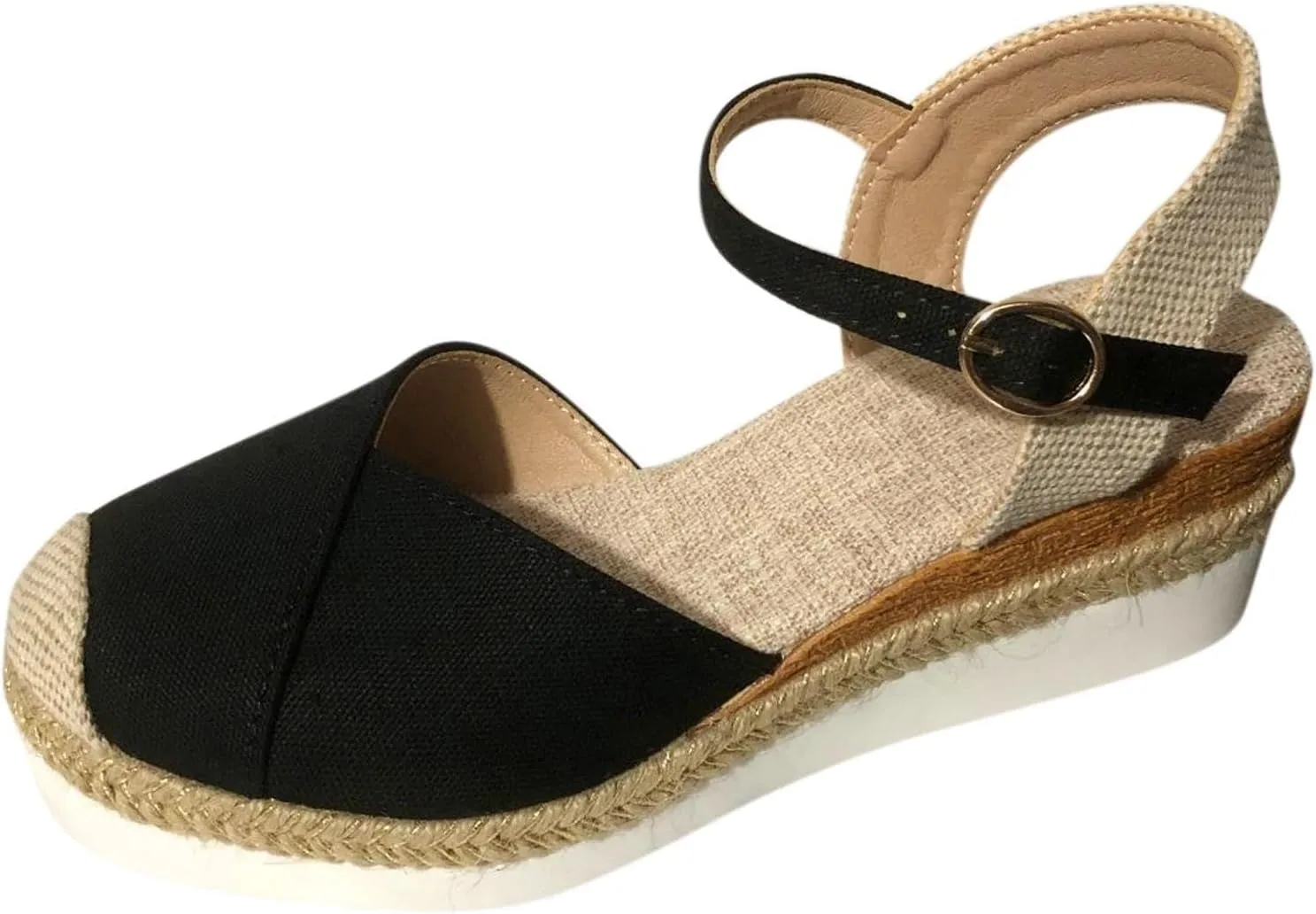 Orthopedic Shoes for Women Closed Toe Platform Heels Sandals Summer Dressy Flats Ankle Strap Espadrilles Wedge Sandal Adjustable Buckle Flat Shoe Boho Beach Slippers Comfortable Walking Outdoor Shoe
