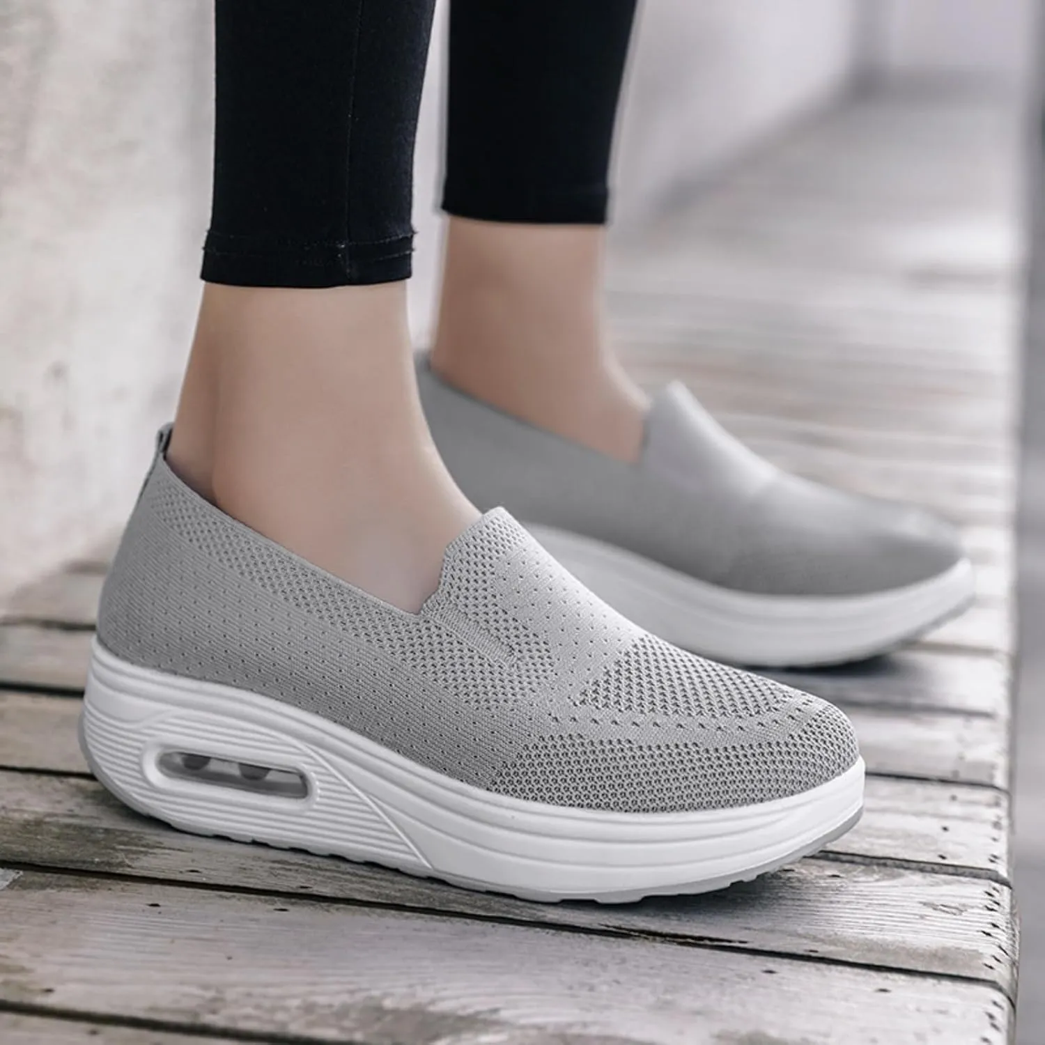 Orthopedic Walking Shoes for Women Casual Diabetic Platform Slip-On Shoe Lightweight Air Cushion Mesh Up Shoe Comfortable Wide Summer Stretch Shoes with Arch Support