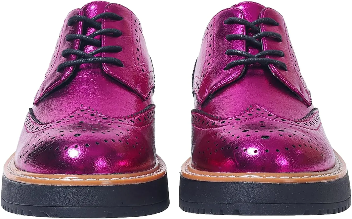 Oxford Shoes for Women Round Toe Wingtips Brogues Lace up Platform Loafers Business Casual Office Dress Shoes, US Size 5-11