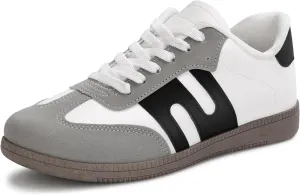 Padgene Women's Classic Retro Gum Sole Fashion Sneakers Casual Tennis Leather Skate Shoes Anti Slip Footwear for Women Walking Trainers