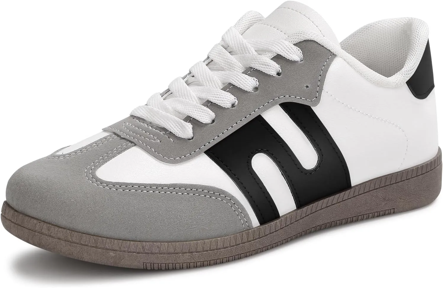 Padgene Women's Classic Retro Gum Sole Fashion Sneakers Casual Tennis Leather Skate Shoes Anti Slip Footwear for Women Walking Trainers