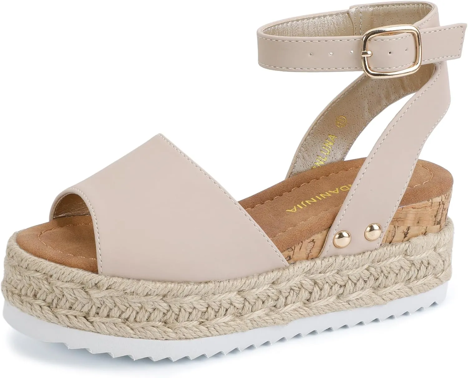 PANDANINJIA Girls Sandals Flatform Wedge Open Toe Summer Shoes Little Big Kid Flower Girl Heels Dress Shoes