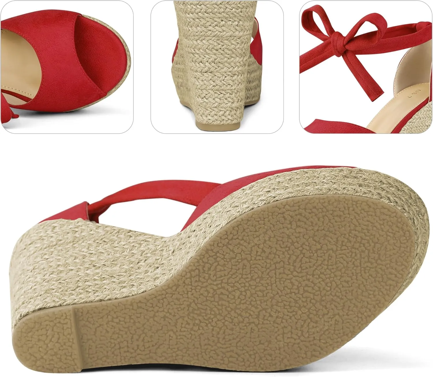 Perphy Platform Espadrilles Ankle Tie Sandals Peep Toe Wedges for Women