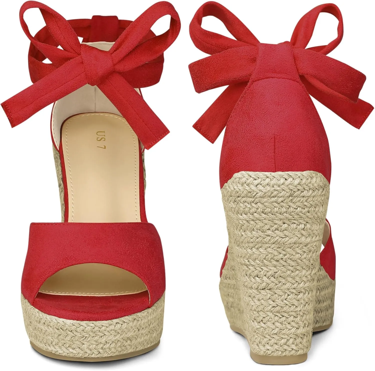 Perphy Platform Espadrilles Ankle Tie Sandals Peep Toe Wedges for Women