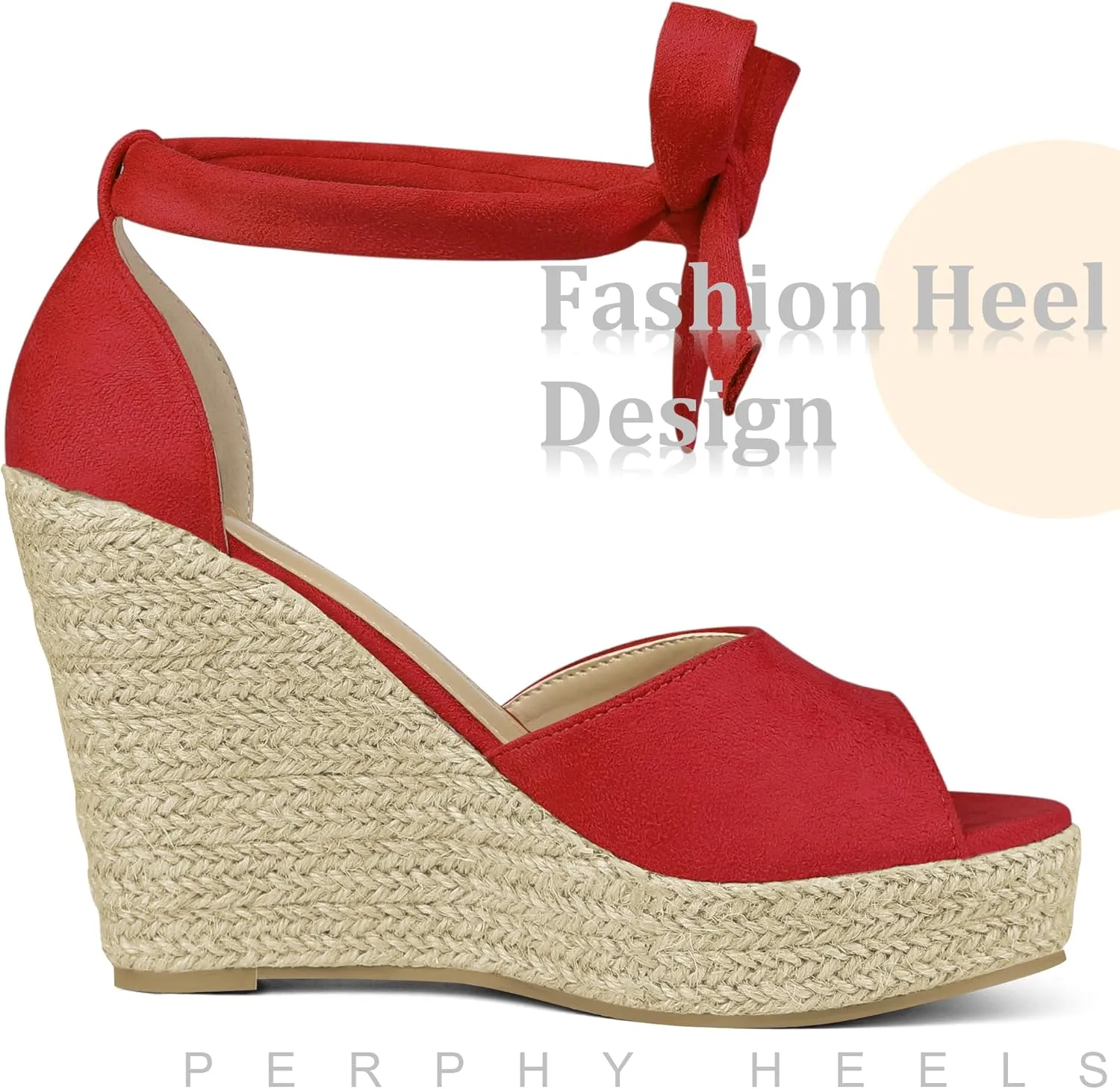 Perphy Platform Espadrilles Ankle Tie Sandals Peep Toe Wedges for Women
