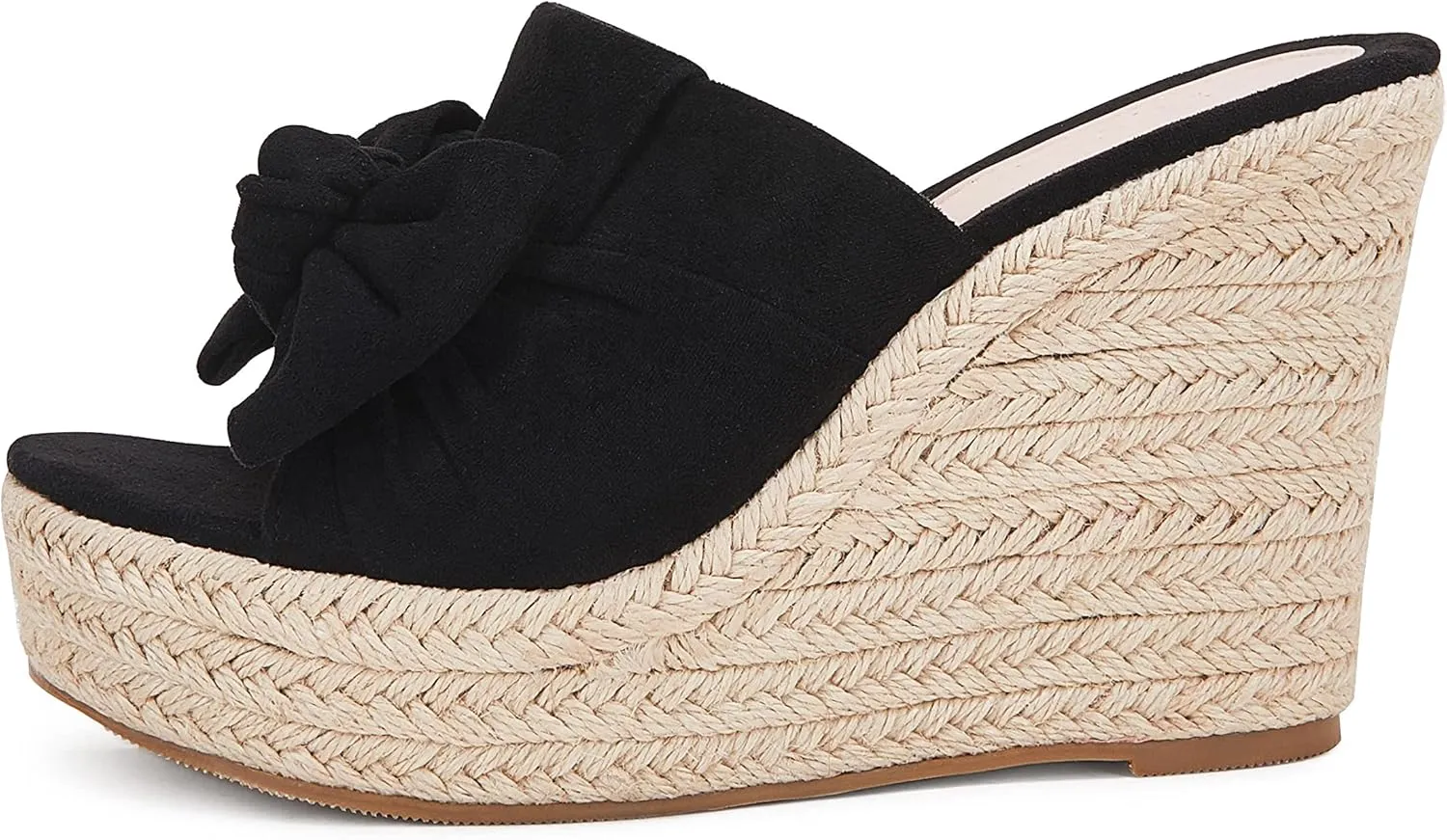 PiePieBuy Womens Platform Espadrilles Slip On Wedge Sandals Bow Tie Open Toe Slides Shoes