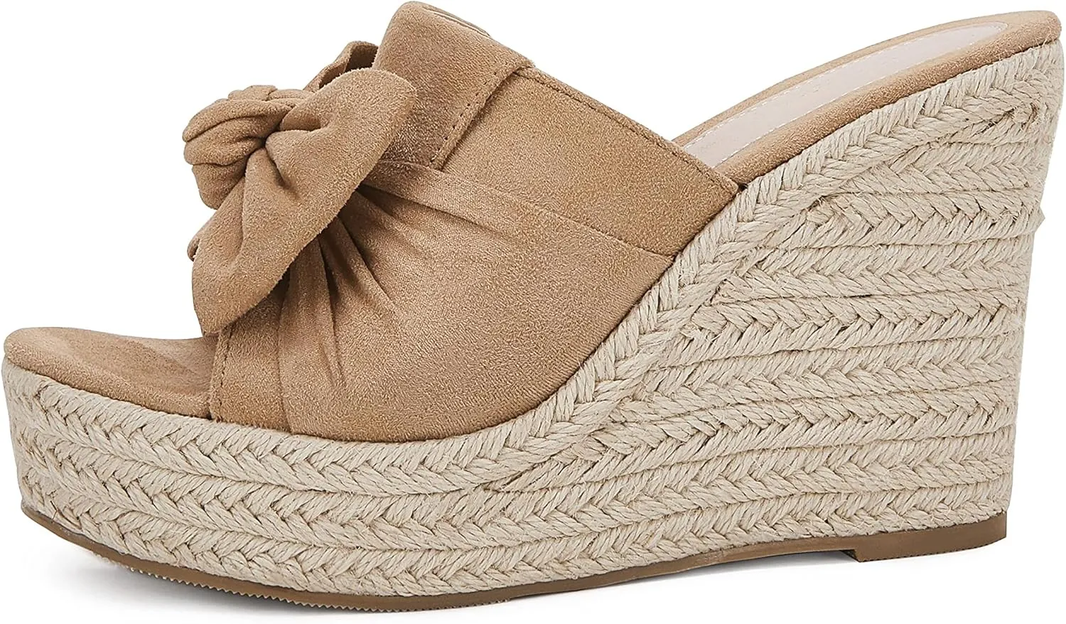PiePieBuy Womens Platform Espadrilles Slip On Wedge Sandals Bow Tie Open Toe Slides Shoes