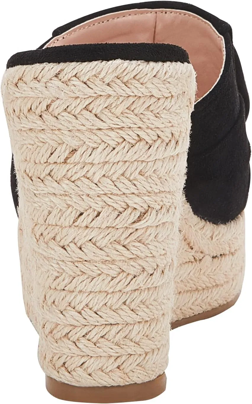 PiePieBuy Womens Platform Espadrilles Slip On Wedge Sandals Bow Tie Open Toe Slides Shoes